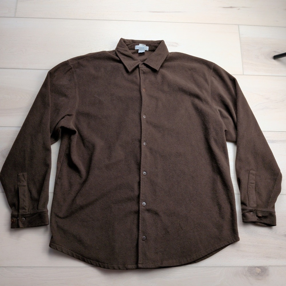 Zegna Sport Shirt Jacket Mens XL Brown Fleece Button Down Long Sleeve Solid